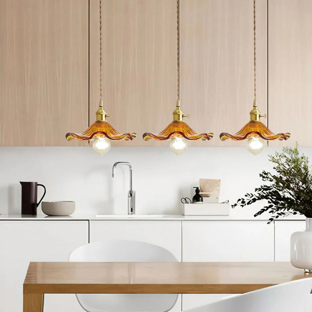 Vintage Bloemvormige Glazen Hanglamp