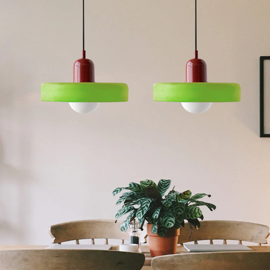 Retro metalen glazen hanglamp