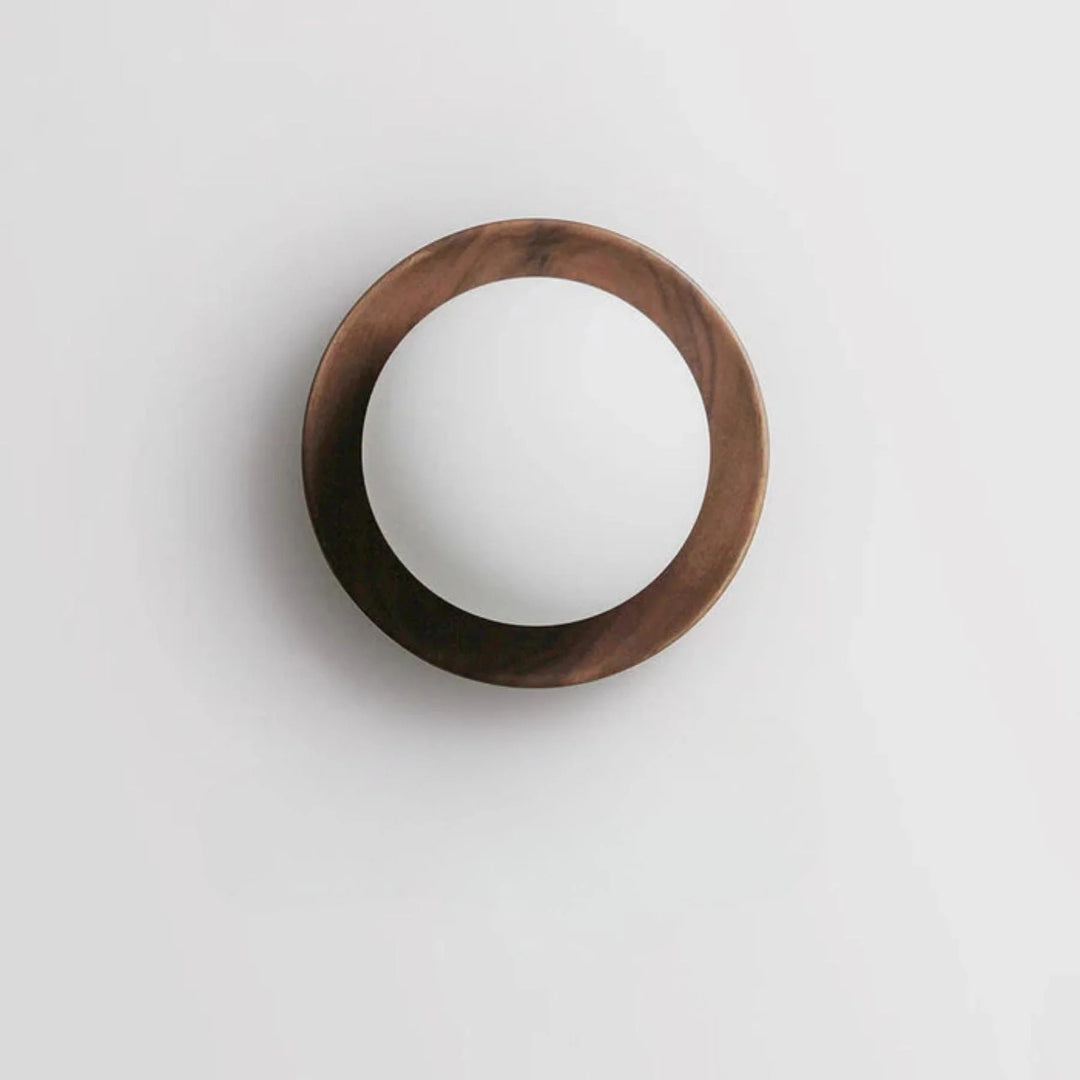 Houten Ronde Japandi Wandlamp