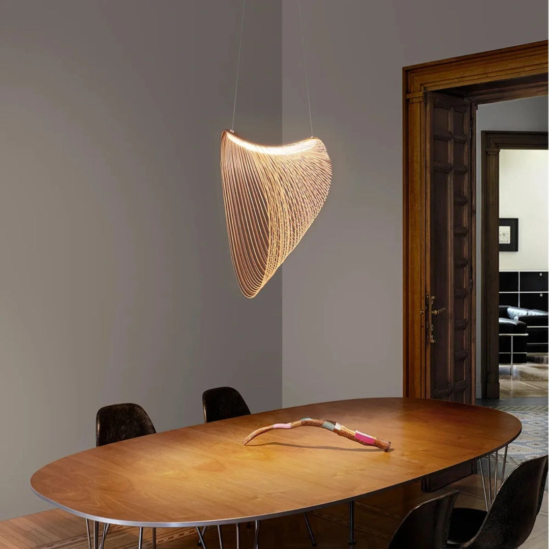 Minimalistische Gebogen Houten Hanglamp