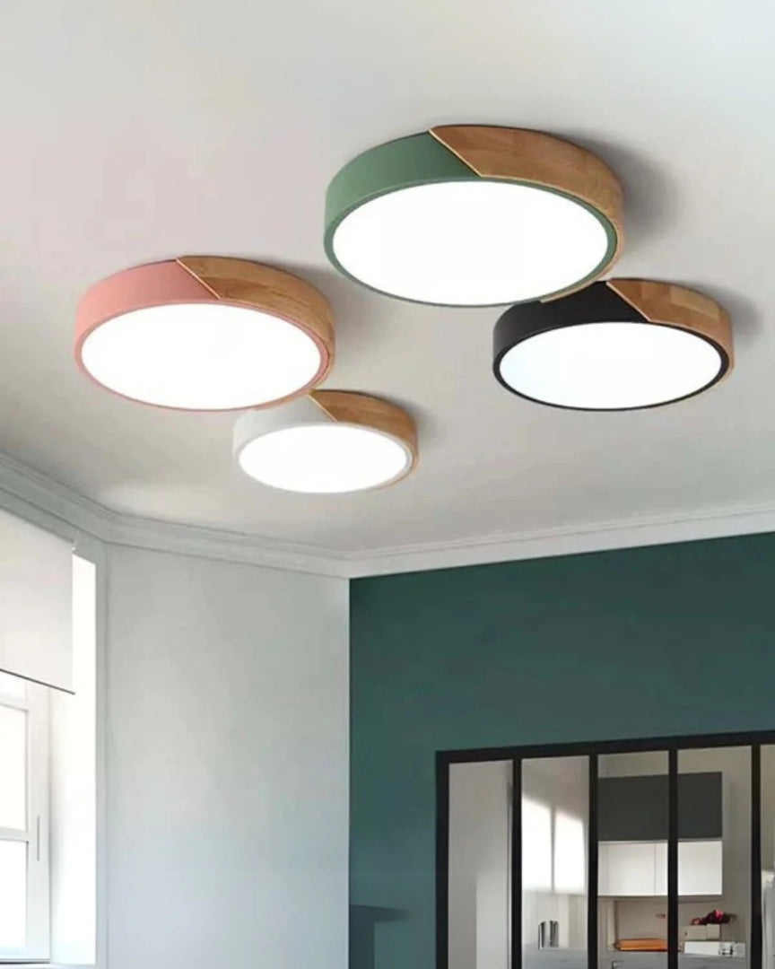Contemporaine houten LED plafondlamp