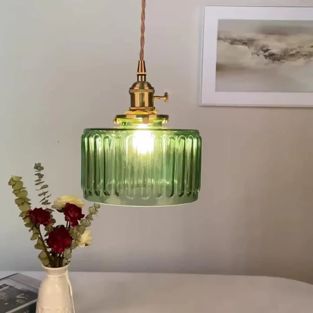 Geribbelde glazen hanglamp
