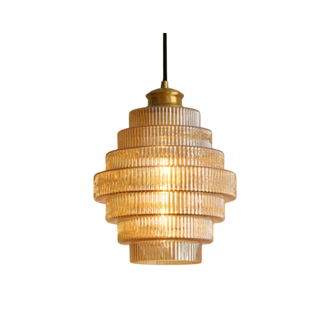 Art Deco Geribbelde Glazen Hanglamp
