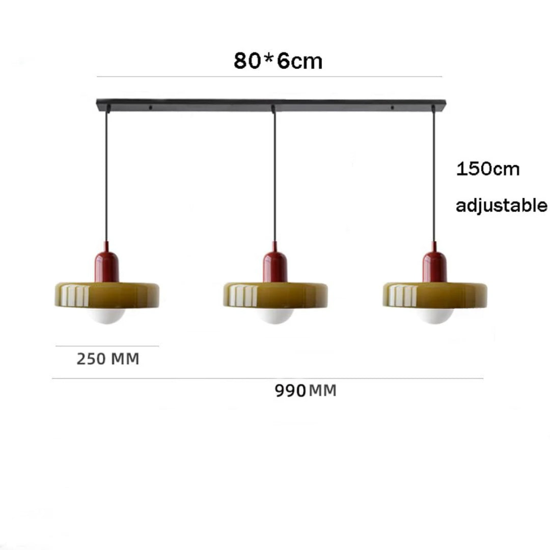 Retro glazen drievoudige hanglamp