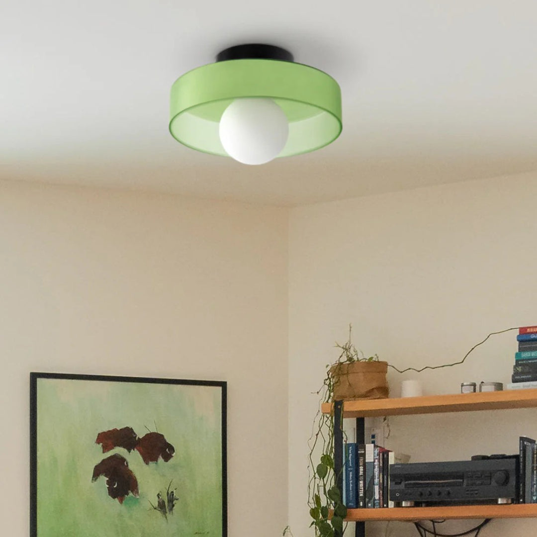 Ronde metalen glazen lamp