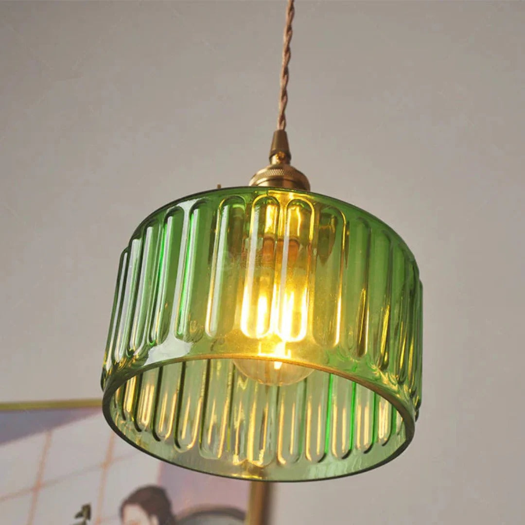 Geribbelde glazen hanglamp