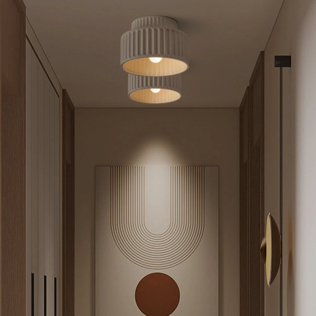 Minimalistische Geribbelde Keramische Plafondlamp