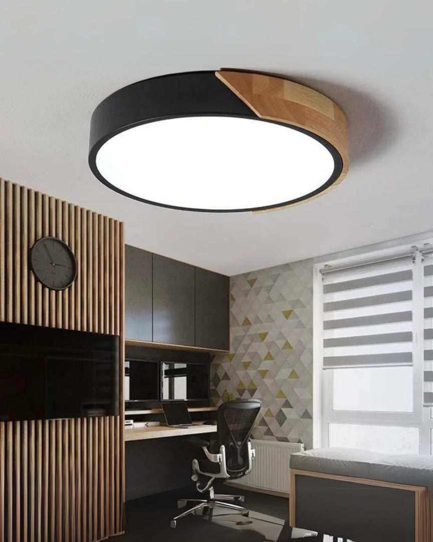 Contemporaine houten LED plafondlamp