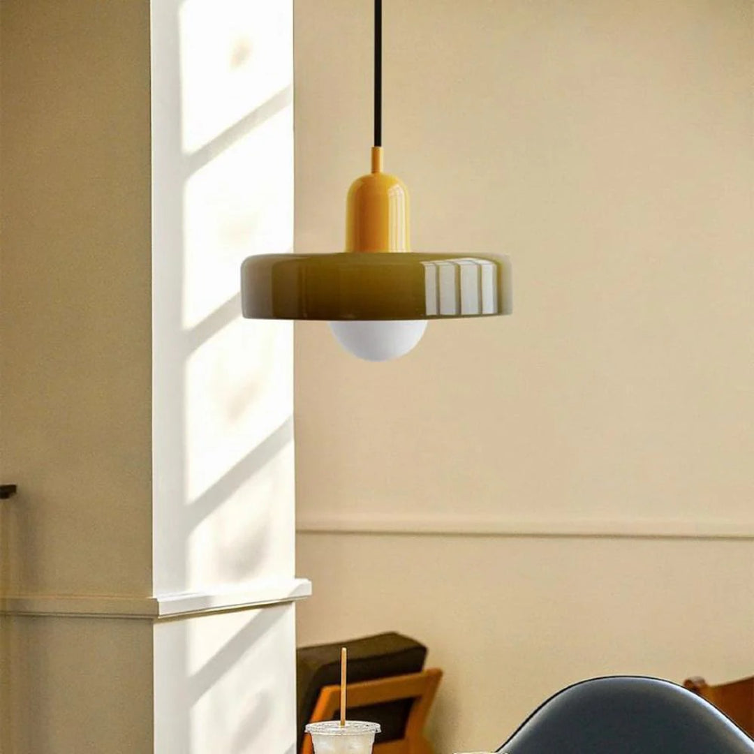 Retro metalen glazen hanglamp