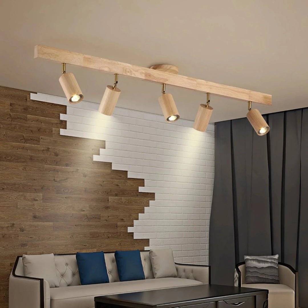 Houten verstelbare rail plafondlamp