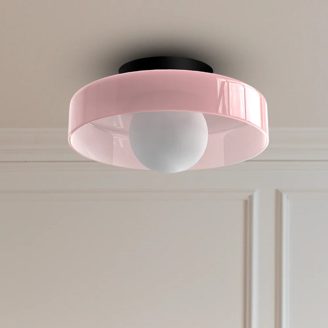 Ronde metalen glazen lamp