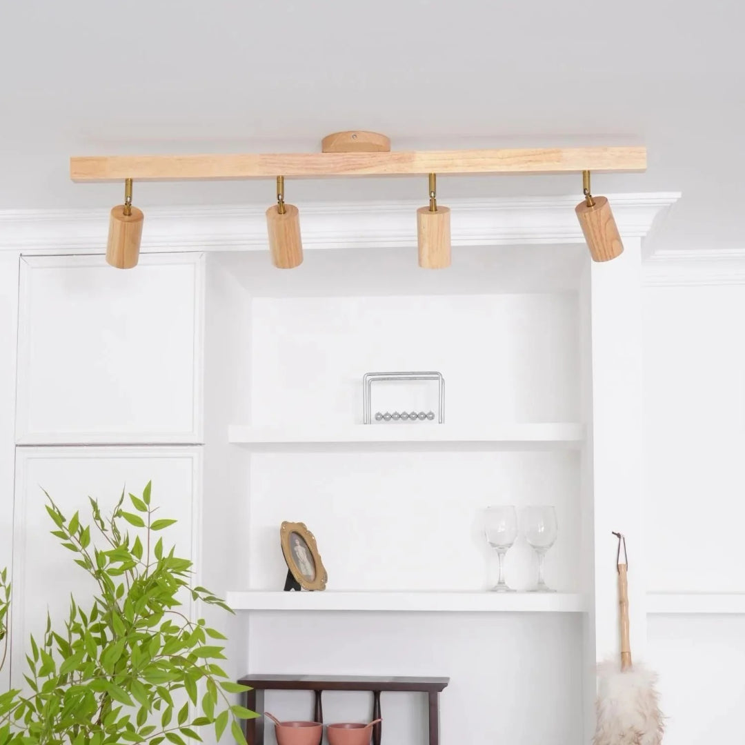 Houten verstelbare rail plafondlamp