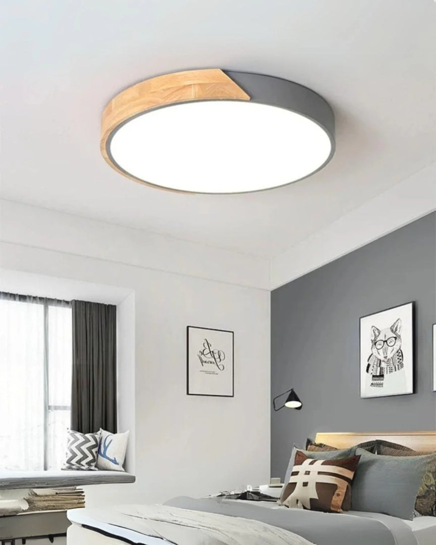 Contemporaine houten LED plafondlamp