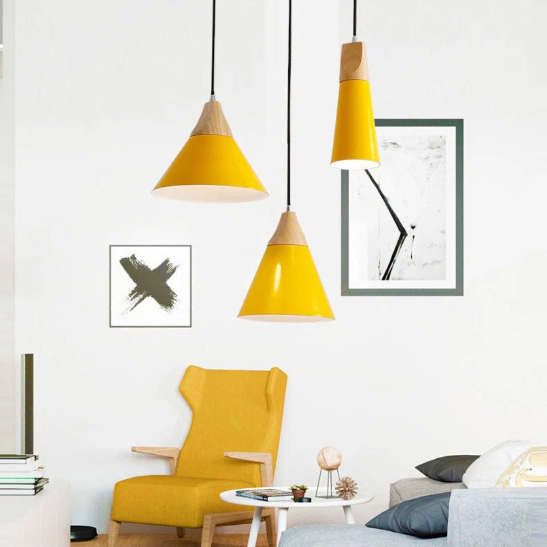 Scandinavische Houten Metalen Hanglamp
