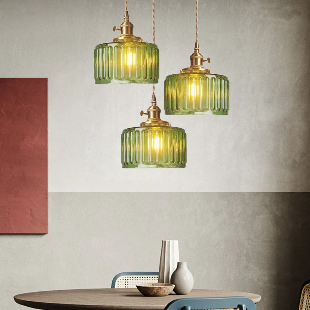 Geribbelde glazen hanglamp