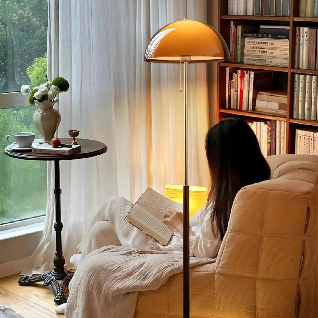 Retro metalen koepel vloerlamp