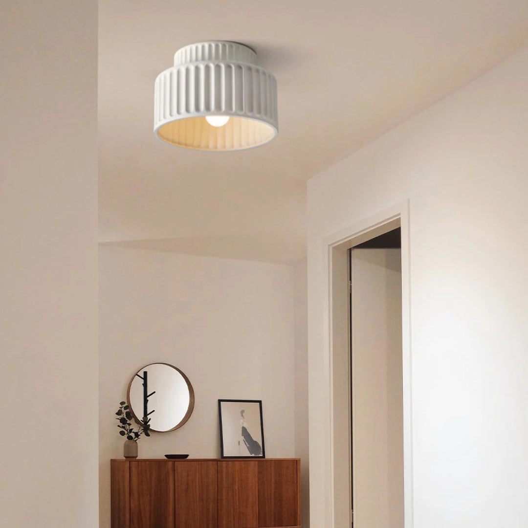 Minimalistische Geribbelde Keramische Plafondlamp