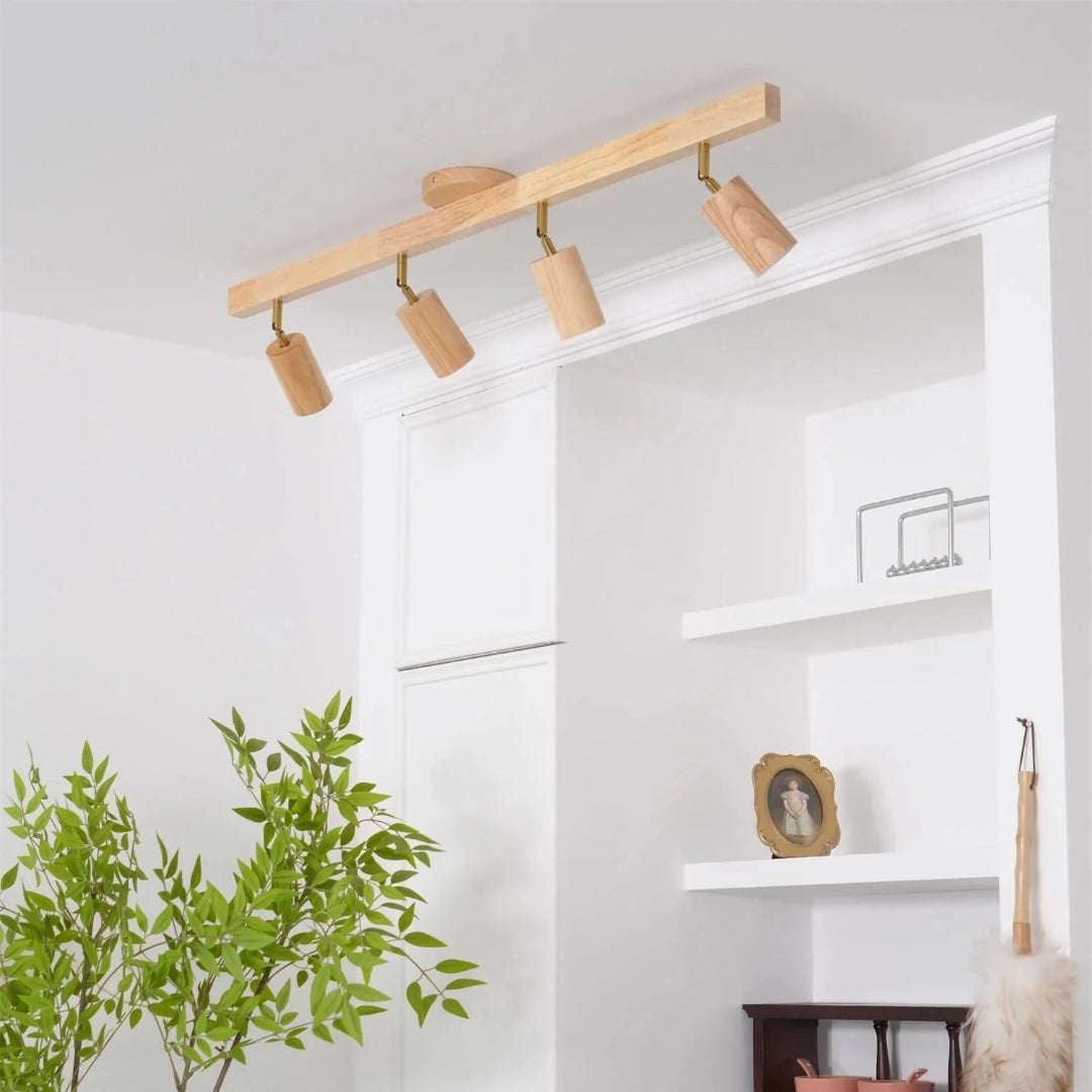 Houten verstelbare rail plafondlamp