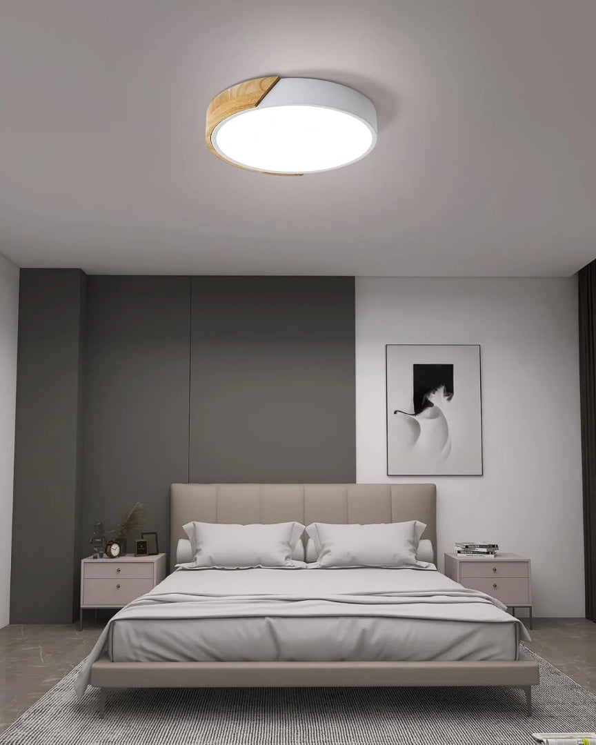 Contemporaine houten LED plafondlamp
