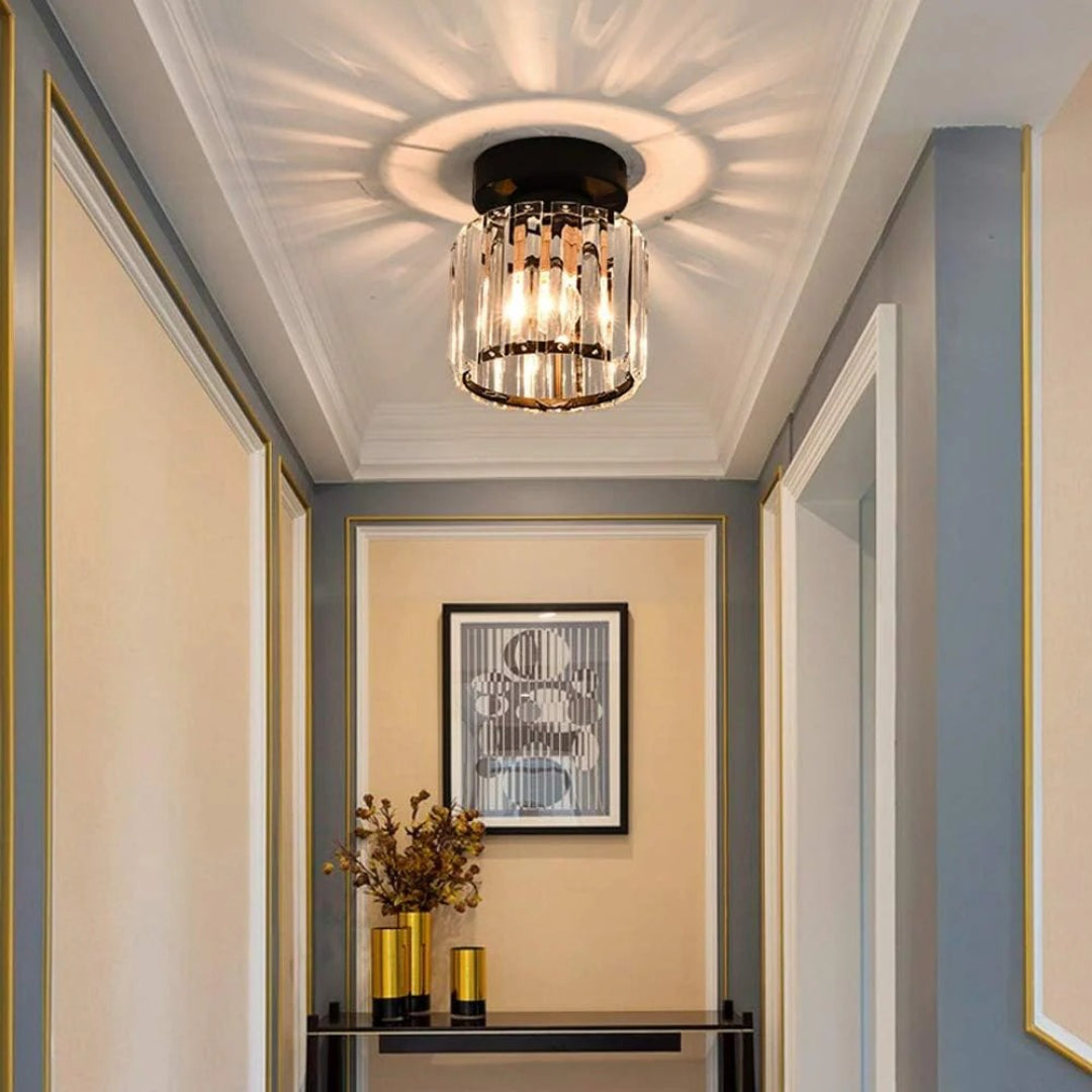 Kristallen metalen kubus plafondlamp