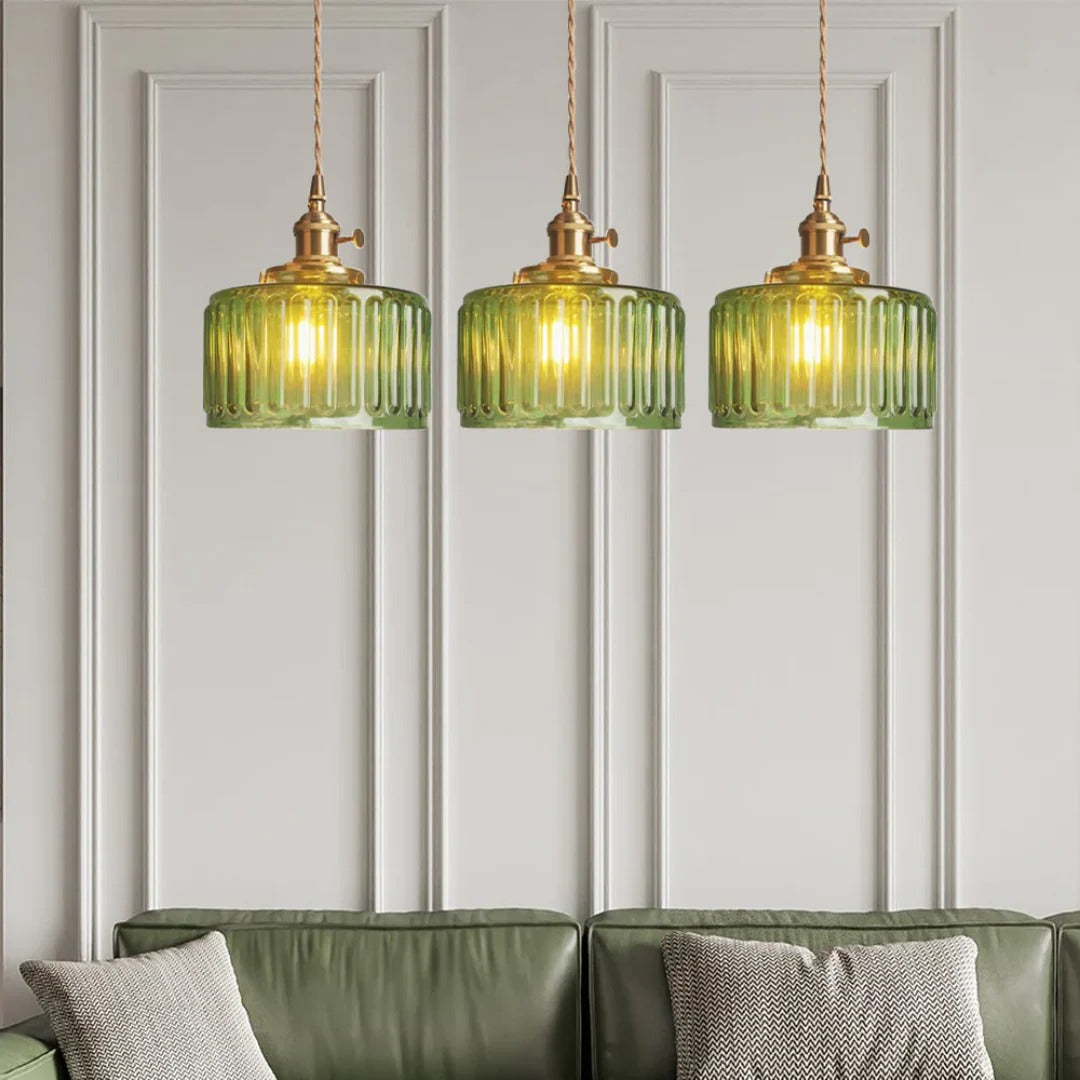 Geribbelde glazen hanglamp