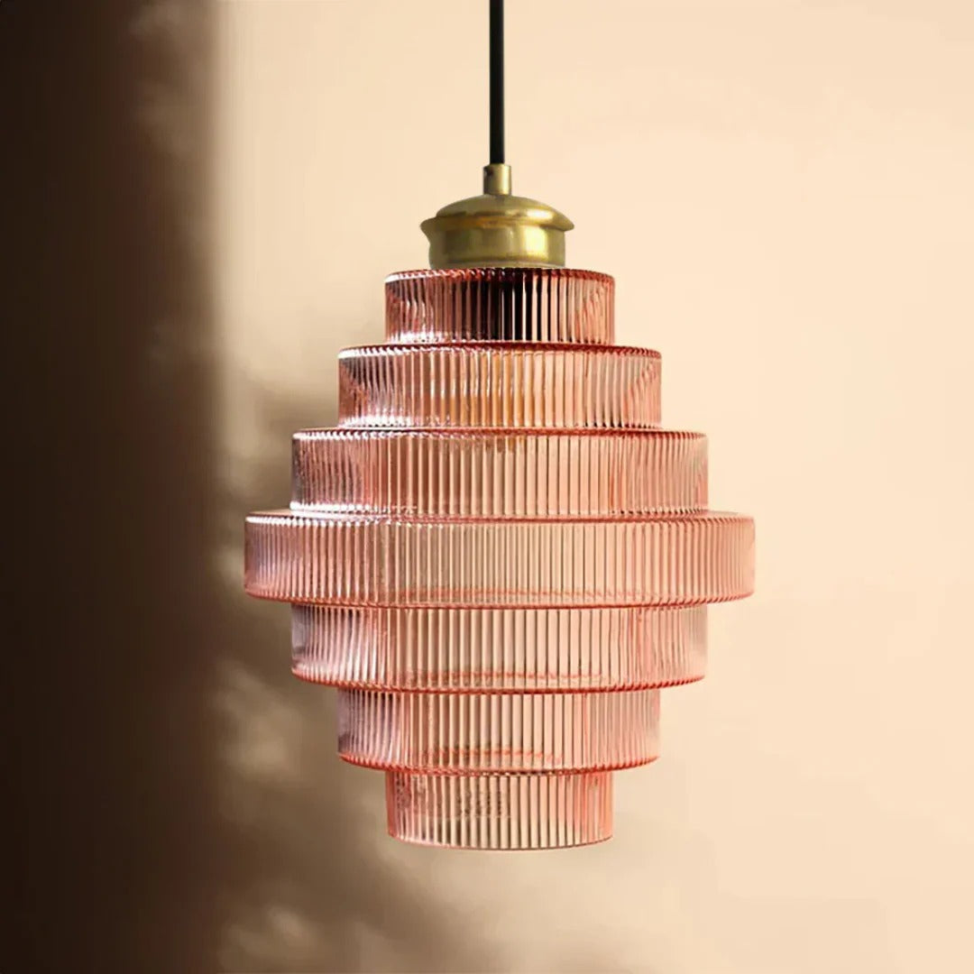 Art Deco Geribbelde Glazen Hanglamp