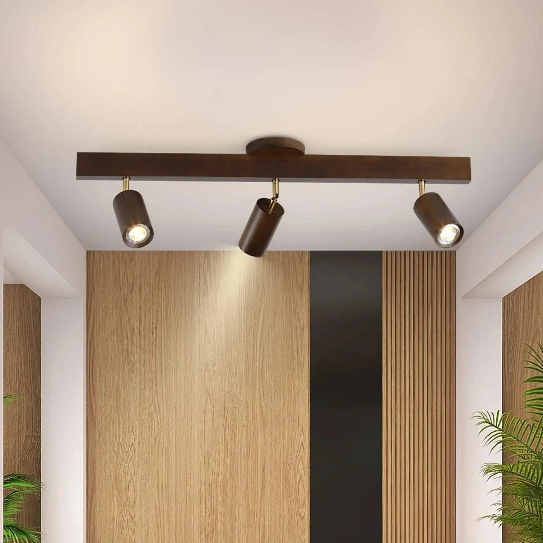 Houten verstelbare rail plafondlamp