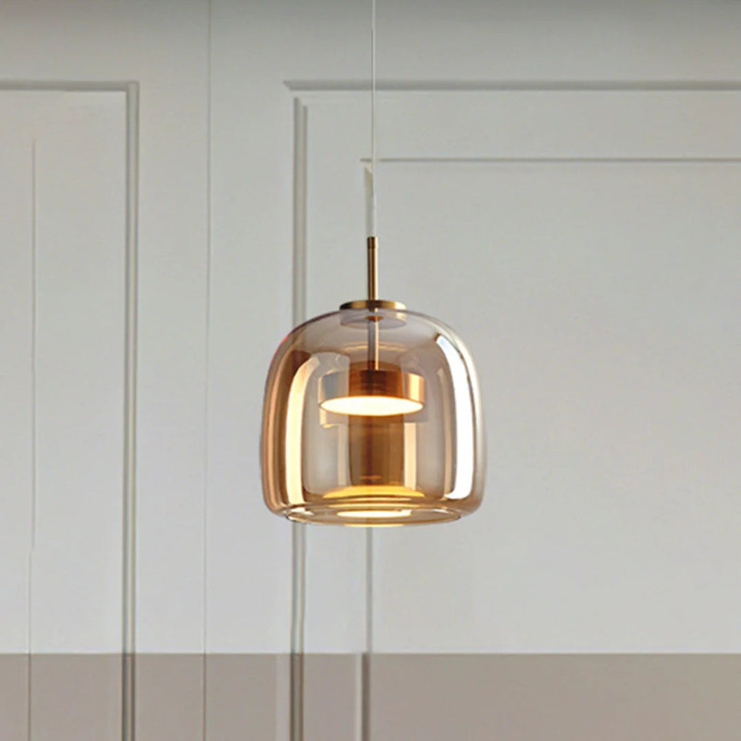Glazen LED koepel hanglamp