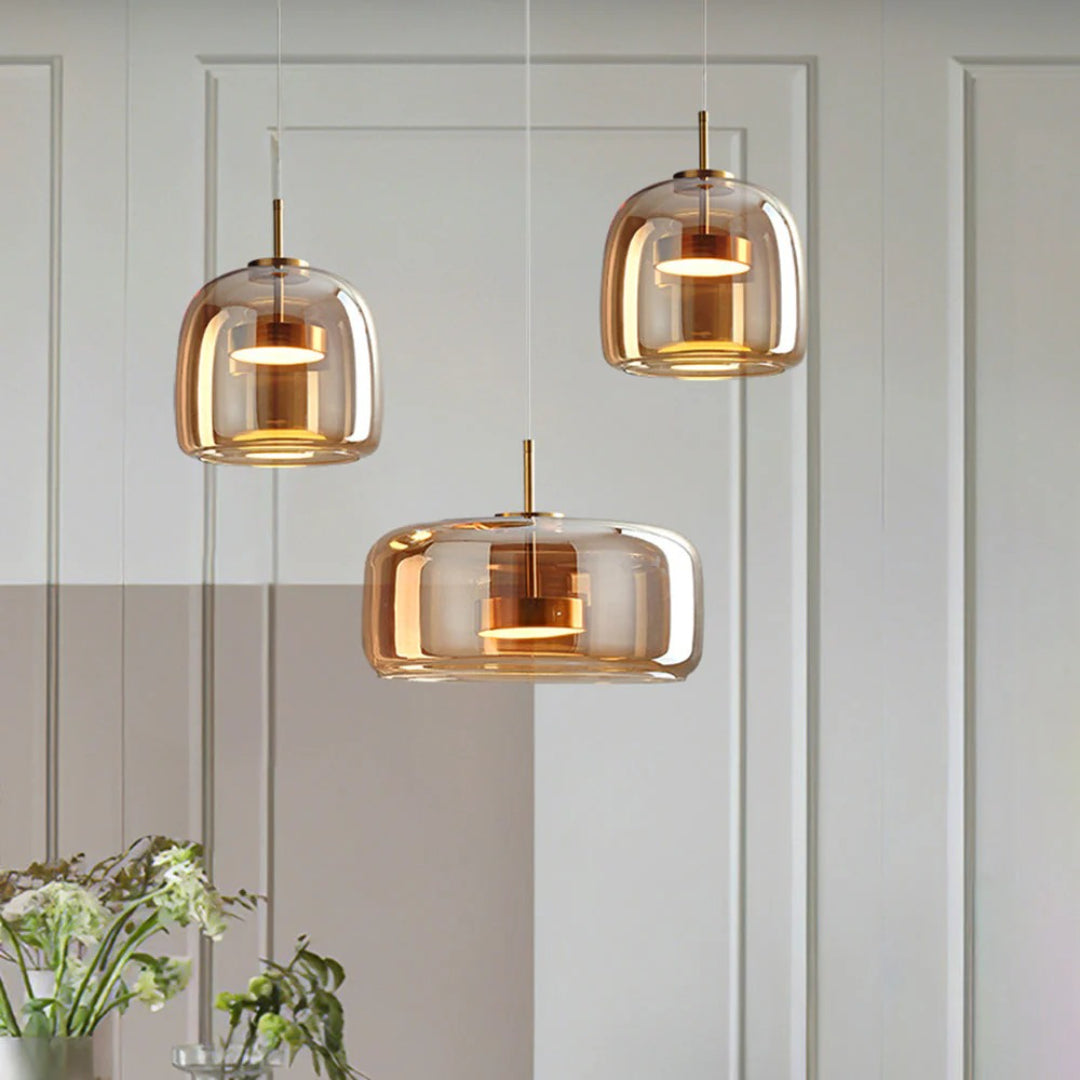 Glazen LED koepel hanglamp