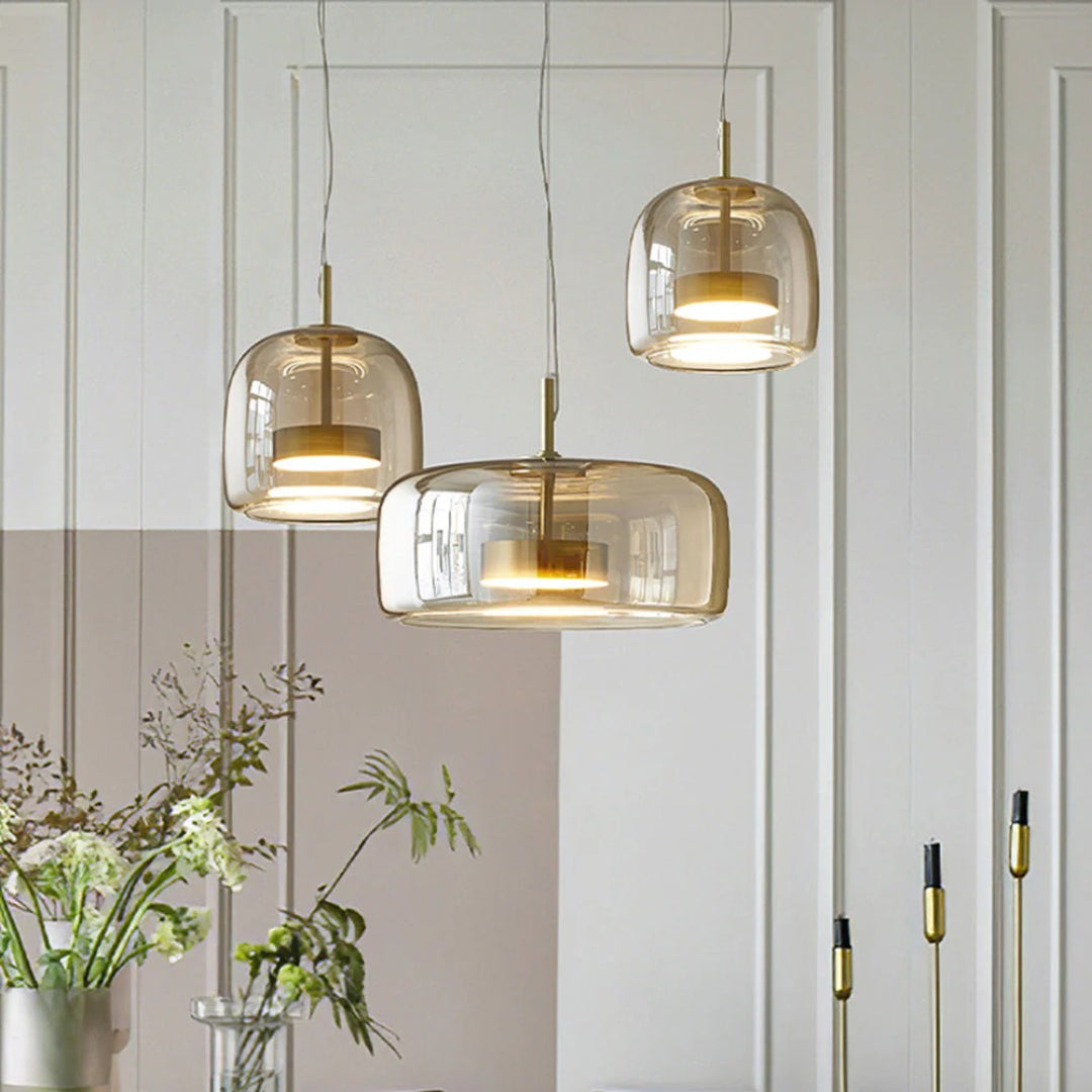 Glazen LED koepel hanglamp