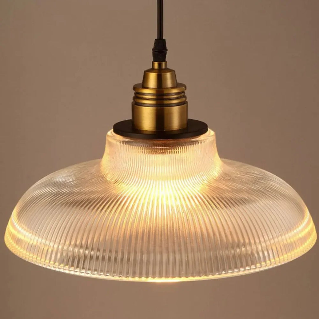 Vintage Geribbelde Glazen Hanglamp