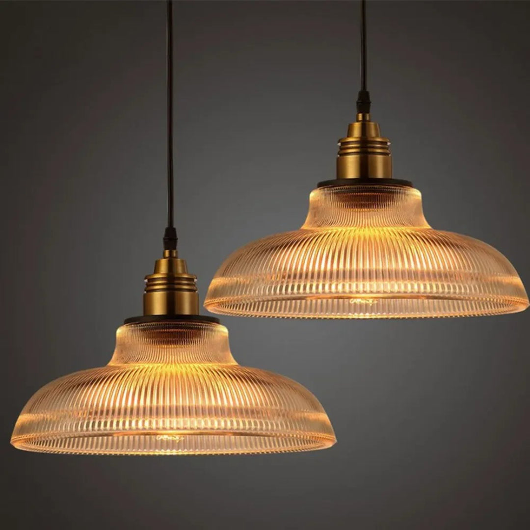 Vintage Geribbelde Glazen Hanglamp