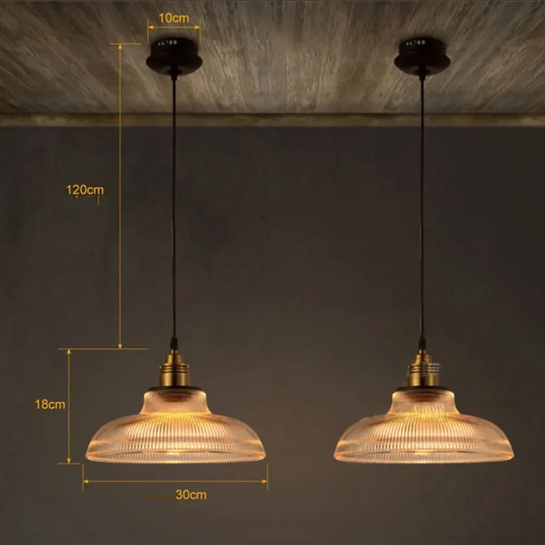 Vintage Geribbelde Glazen Hanglamp