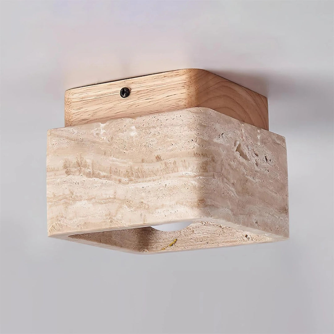 Natuurstenen Houten Plafondlamp