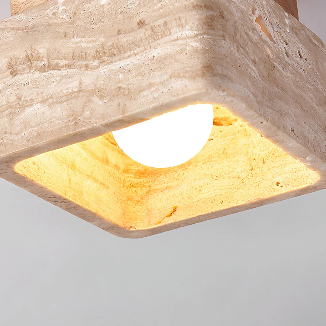 Natuurstenen Houten Plafondlamp