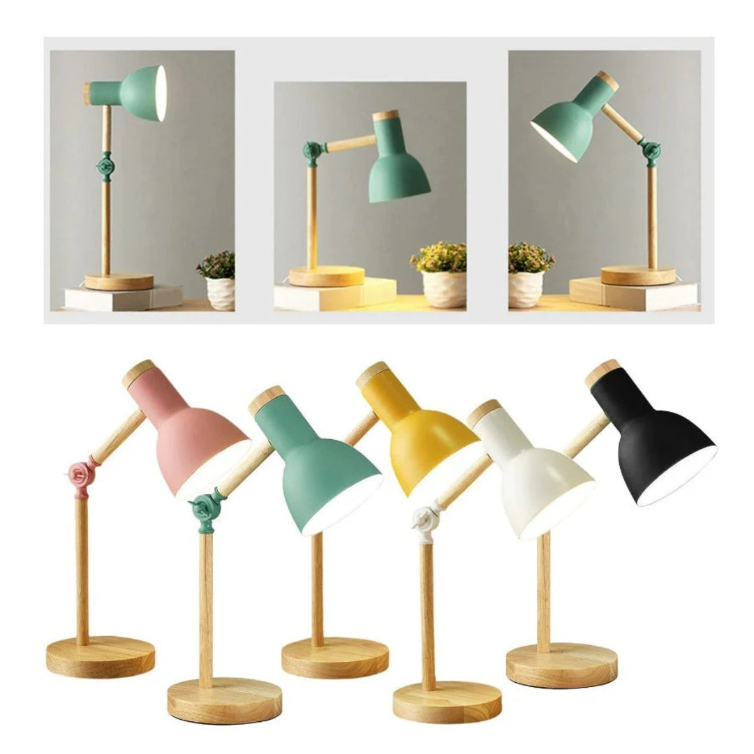Verstelbare houten bureaulamp