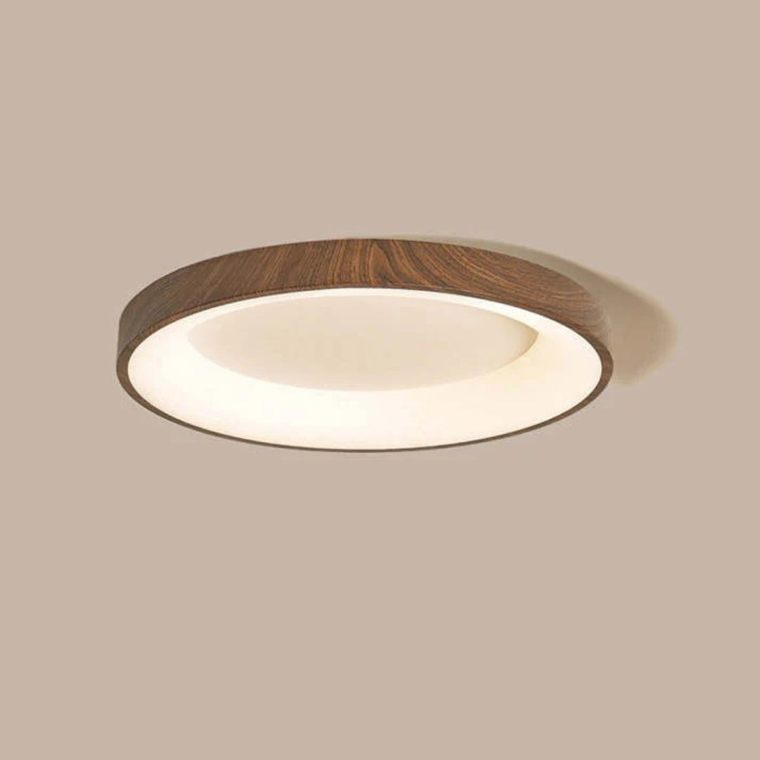 Houten LED ronde plafondlamp