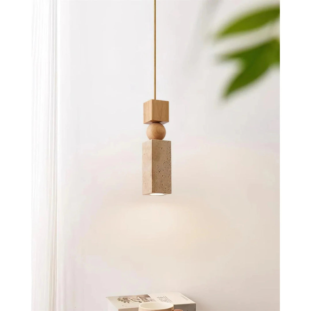 Travertin Houten Hanglamp