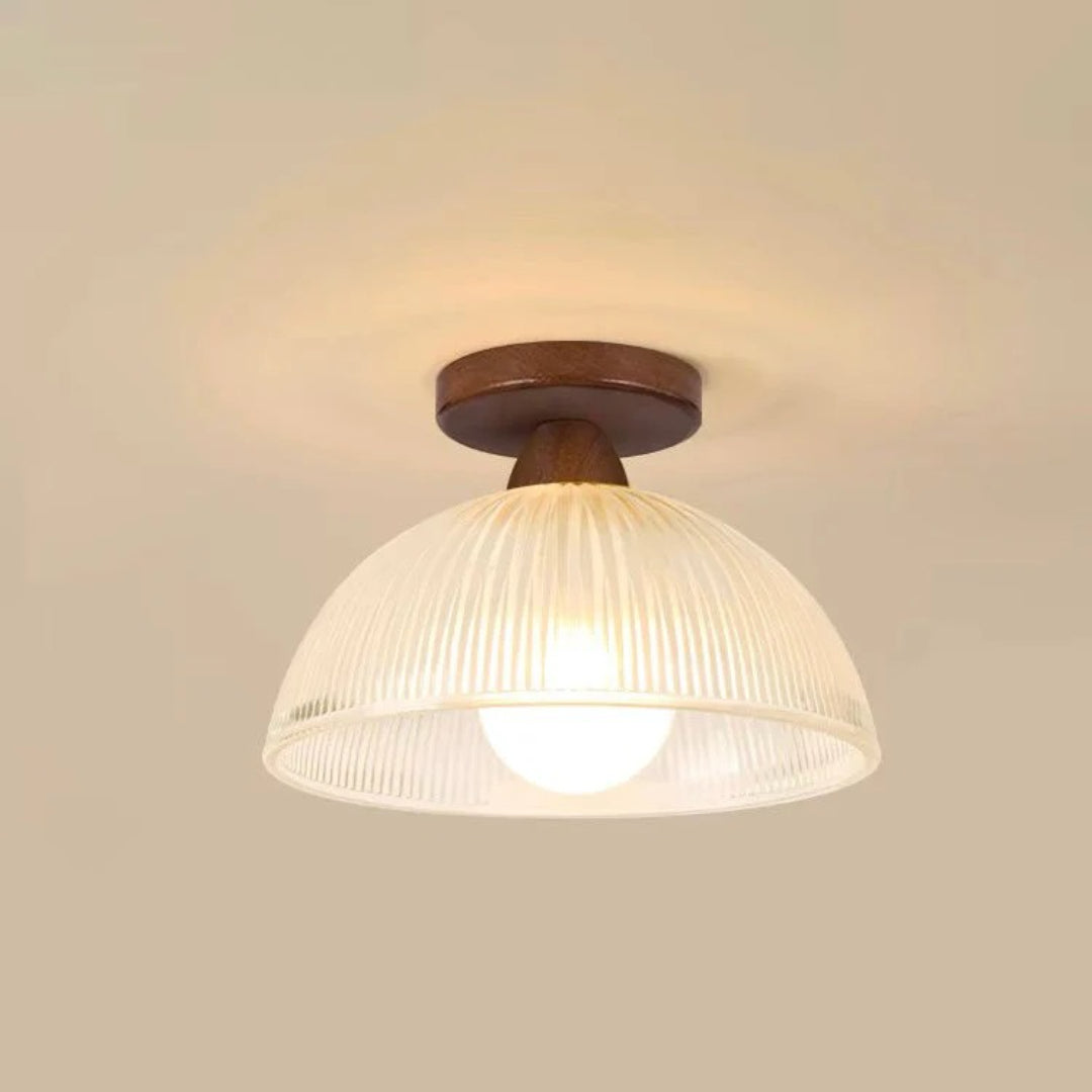 Minimalistische Geribbelde Glazen Plafondlamp