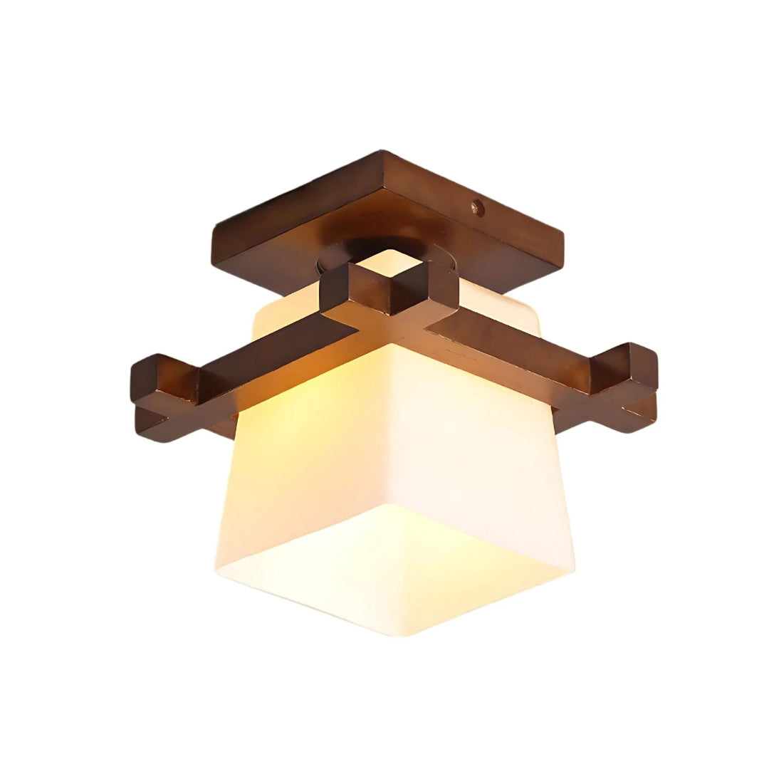 Japanse Houten Vierkante Plafondlamp