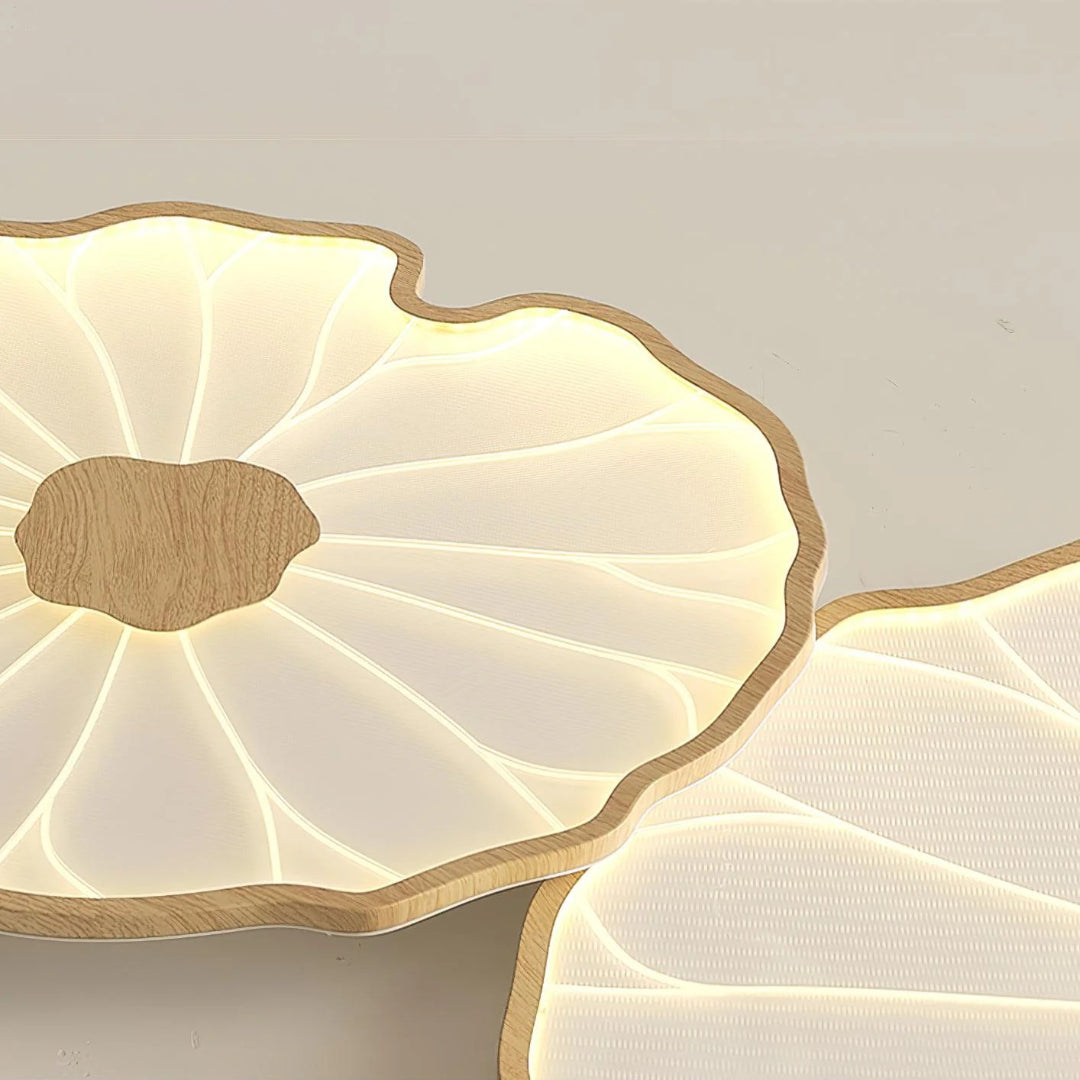 Bladvormige houten LED plafondlamp