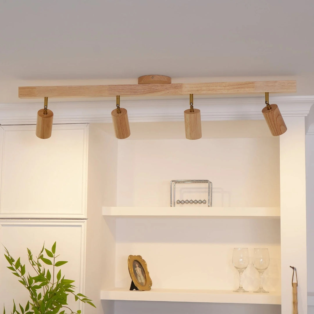 Houten verstelbare rail plafondlamp