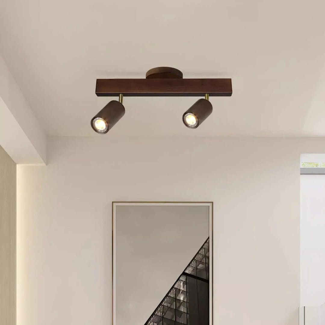 Houten verstelbare rail plafondlamp