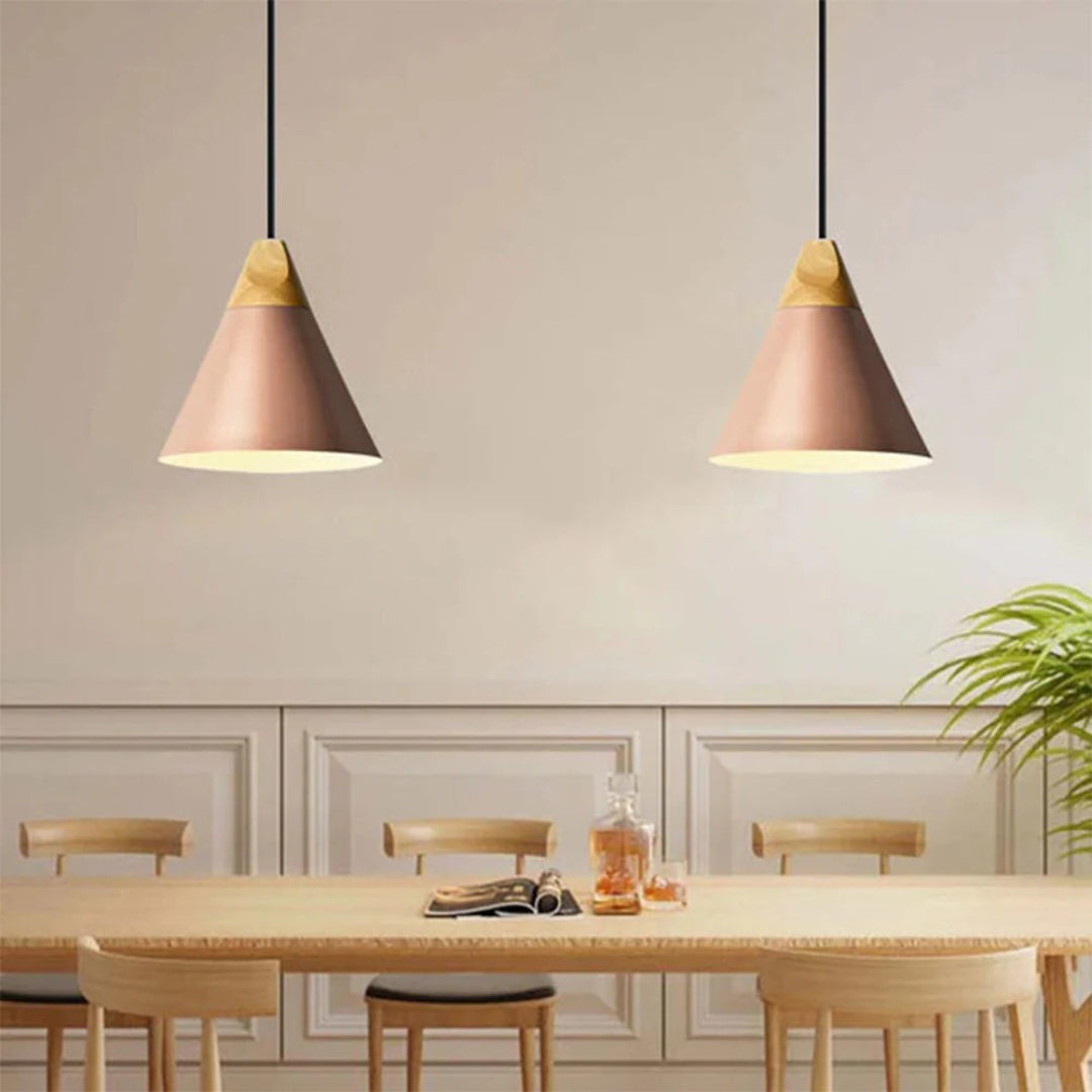 Scandinavische Houten Metalen Hanglamp
