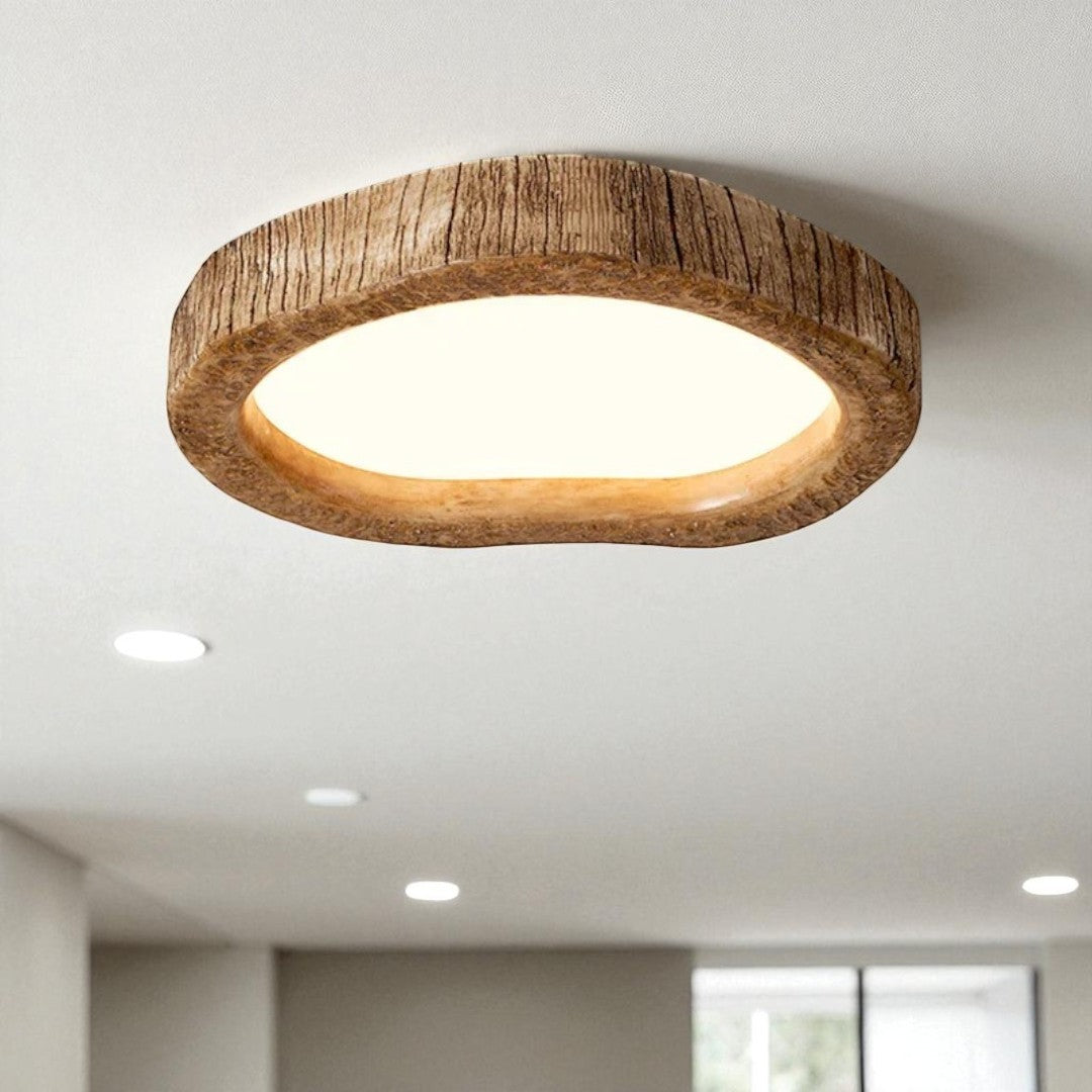 Rustieke Houten Ovale Plafondlamp