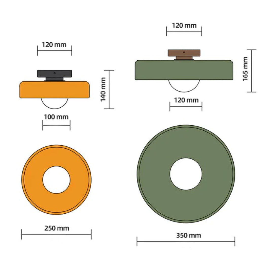 Ronde metalen glazen lamp