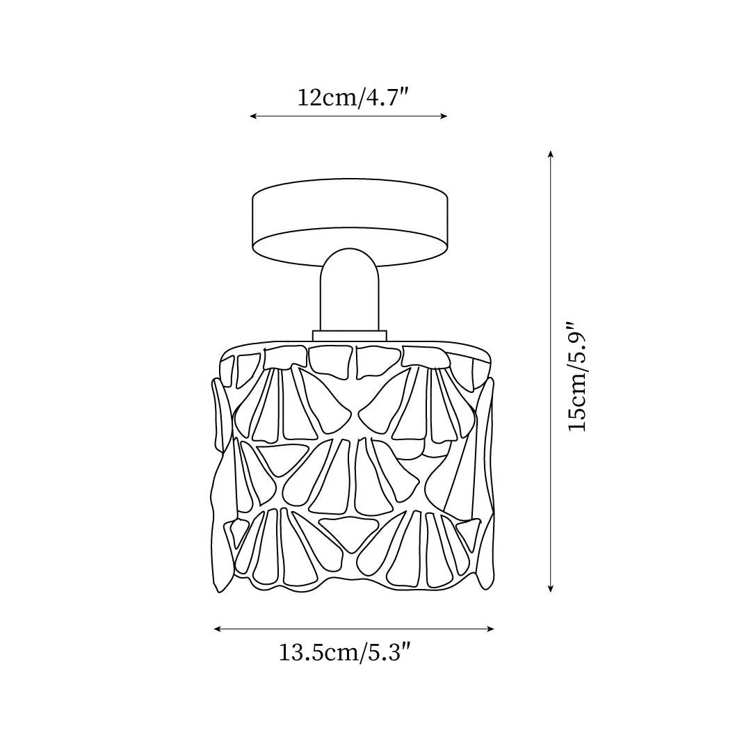 Mozaïek glazen messing plafondlamp