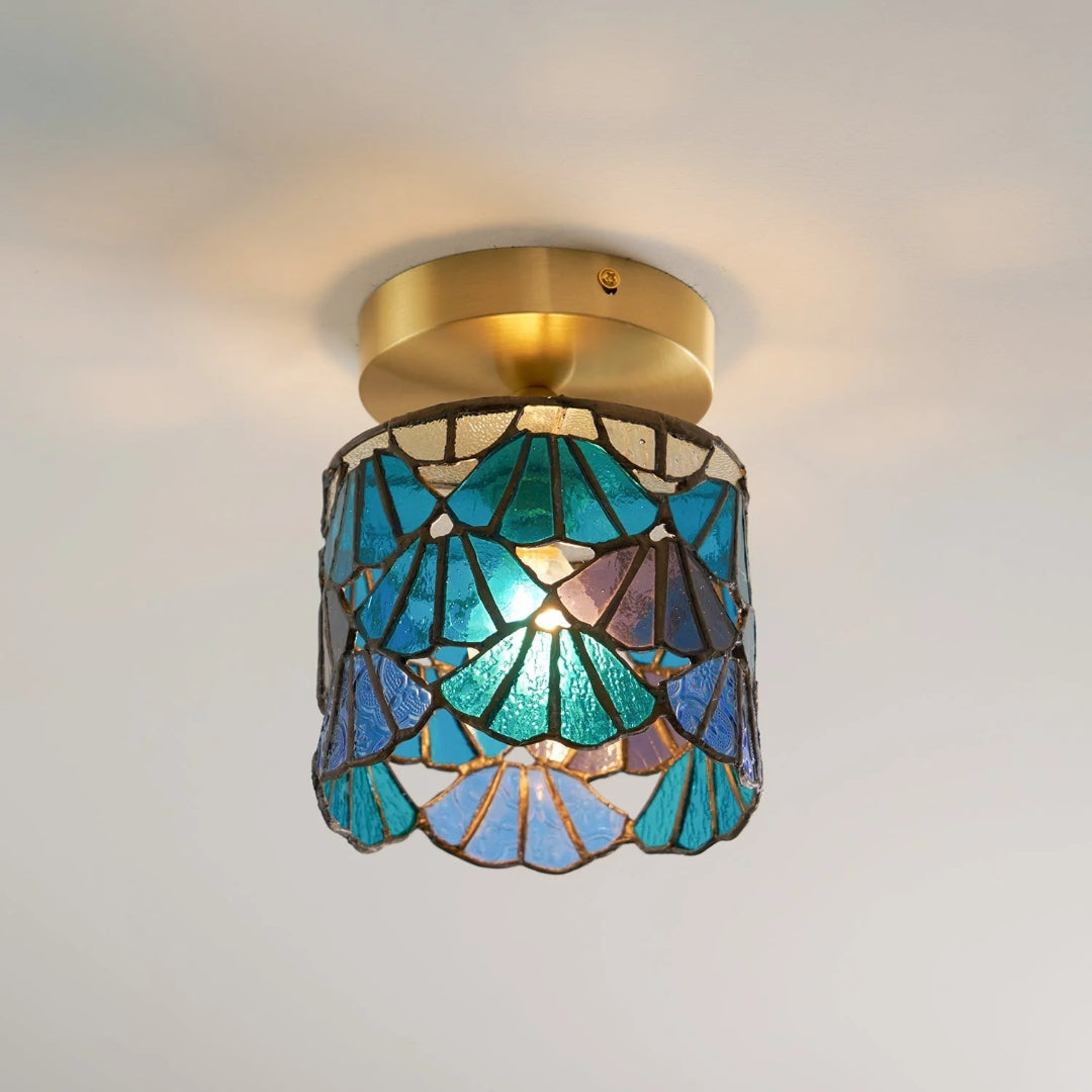 Mozaïek glazen messing plafondlamp