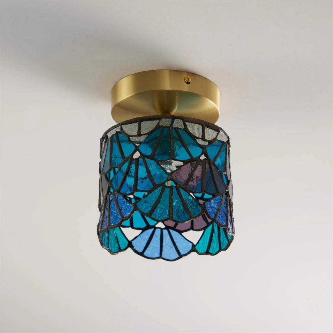 Mozaïek glazen messing plafondlamp