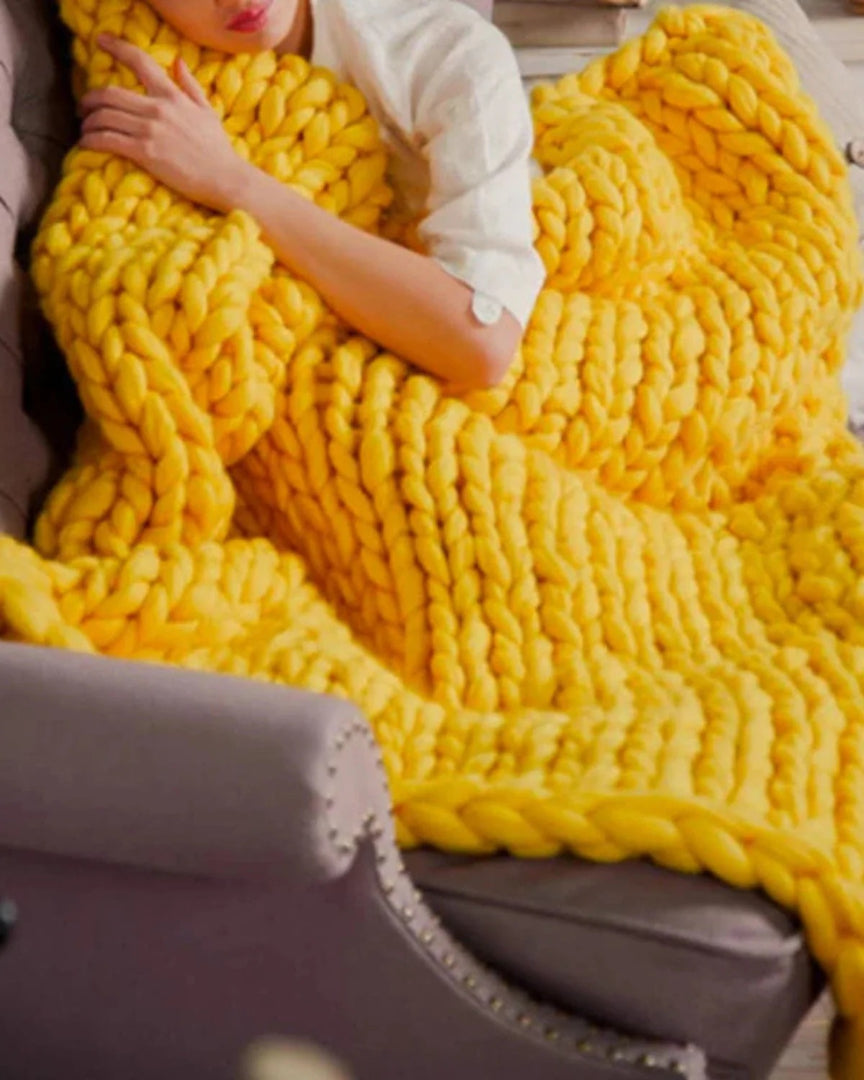 Chunky knit wollen deken